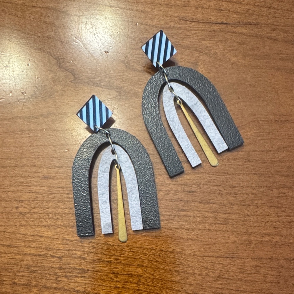 Geometric Black and Gold Earrings